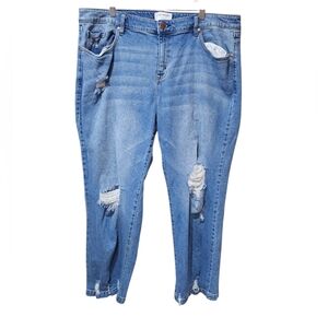 Lane Bryant Trendy Distressed High Rise Classic Straight Jeans in Blue Size‎ 20